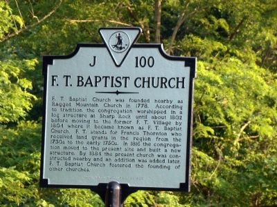 F. T. Baptist Church Marker. Click for full size. F. T. Baptist Church Marker image. Click for full size.