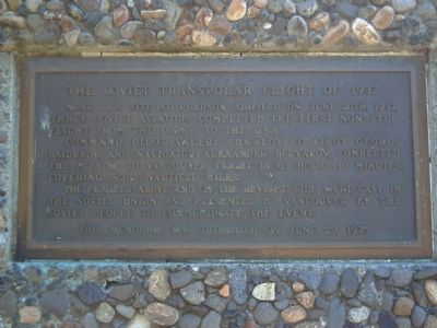 The Soviet Transpolar Flight of 1937 Marker. Click for full size. The Soviet Transpolar Flight of 1937 Marker image. Click for full size.
