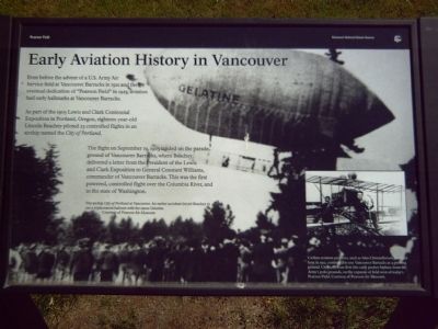 Early Aviation History in Vancouver Marker. Click for full size. Early Aviation History in Vancouver Marker image. Click for full size.