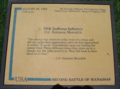 19th Indiana Infantry Marker image. Click for full size.