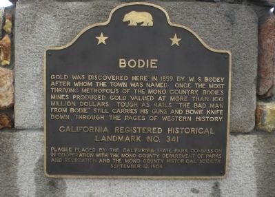 Bodie State Historical Marker image. Click for full size.