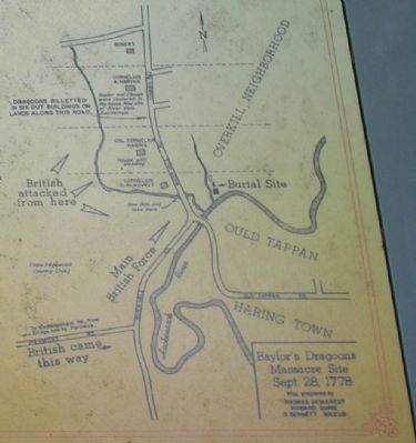 Map of Baylor's Dragoons Massacre Site from Marker image. Click for full size.