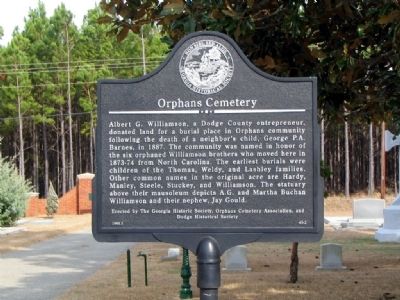 Orphan's Cemetery Marker. Click for full size. Orphan's Cemetery Marker image. Click for full size.