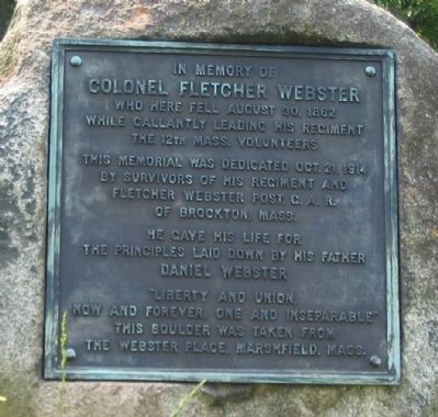 Colonel Fletcher Webster Memorial. Click for full size. Colonel Fletcher Webster Memorial image. Click for full size.