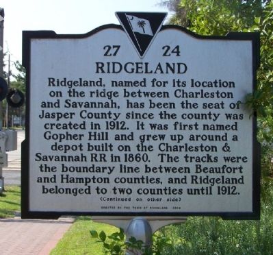 Ridgeland Marker front image. Click for full size.