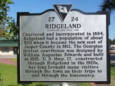 Ridgeland Marker side 2 image. Click for full size.