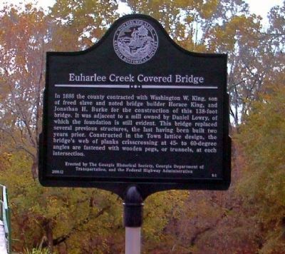 Euharlee Creek Covered Bridge Marker. Click for full size. Euharlee Creek Covered Bridge Marker image. Click for full size.
