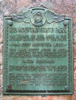 Rib Mountain State Park Marker image. Click for full size.
