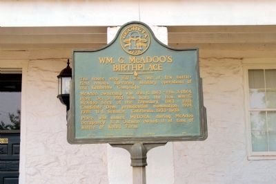 Wm. G. McAdoo's Birthplace Marker image. Click for full size.