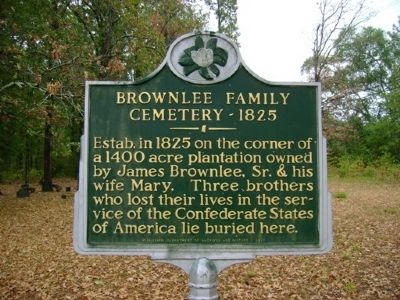 Brownlee Family Cemetery Marker. Click for full size. Brownlee Family Cemetery Marker image. Click for full size.
