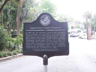 Laurel Grove South Cemetery Marker. Click for full size. Laurel Grove South Cemetery Marker image. Click for full size.