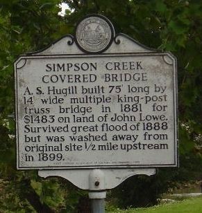 Simpson Creek Covered Bridge Marker image. Click for full size.