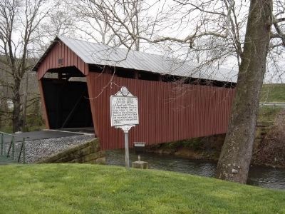 Simpson Creek Covered Bridge and Marker image. Click for full size.
