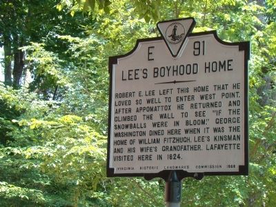 Lee�s Boyhood Home Marker image. Click for full size.