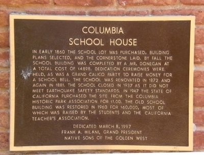Columbia School House Marker. Click for full size. Columbia School House Marker image. Click for full size.