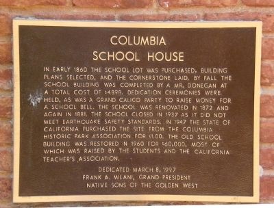 Columbia School House Marker image. Click for full size.