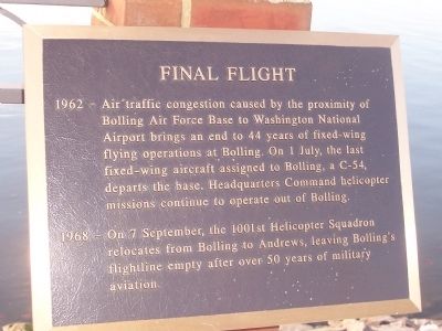 Bolling Air Force Base Marker - Panel 11 image. Click for full size.