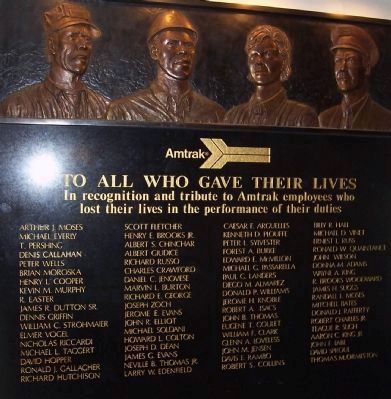Amtrak Employees Who Gave Their Lives image. Click for full size.