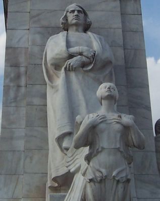 Close up of Christopher Columbus at the allegorical bridge of his flagship, the <i> Santa Maria</i>. Click for full size. Close up of Christopher Columbus at the allegorical bridge of his flagship, the <i> Santa Maria</i> image. Click for full size.