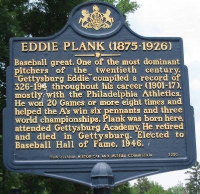 Eddie Plank (1875-1926) Marker image. Click for full size.