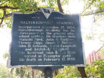 Walterborough Academy Marker. Click for full size. Walterborough Academy Marker image. Click for full size.