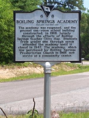 Boiling Springs Academy Marker </b>[reverse] image. Click for full size.