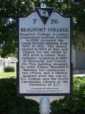 Beaufort College Marker. Click for full size. Beaufort College Marker image. Click for full size.