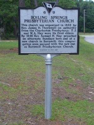 Boiling Springs Presbyterian Church Marker. Click for full size. Boiling Springs Presbyterian Church Marker image. Click for full size.