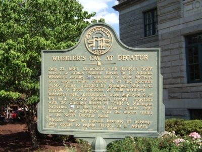 Wheeler's Cavalry at Decatur Marker. Click for full size. Wheeler's Cavalry at Decatur Marker image. Click for full size.