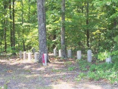 Marker located near small Military Cemetery; a partial view of the headstones. Click for full size. Marker located near small Military Cemetery; a partial view of the headstones image. Click for full size.