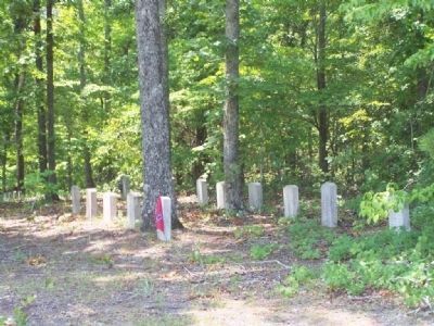 Marker located near small Military Cemetery; a partial view of the headstones image. Click for full size.