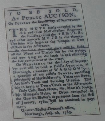 New Windsor Cantonment Auction Advertisement. Click for full size. New Windsor Cantonment Auction Advertisement image. Click for full size.