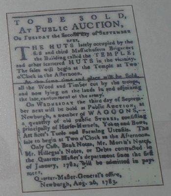 New Windsor Cantonment Auction Advertisement image. Click for full size.