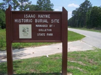 Issac Hayne Historic Burial Site Marker. Click for full size. Issac Hayne Historic Burial Site Marker image. Click for full size.