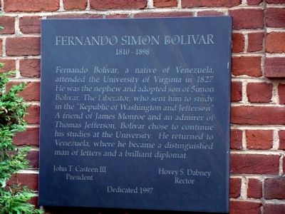 Fernando Símon Bolívar Marker. Click for full size. Fernando Símon Bolívar Marker image. Click for full size.