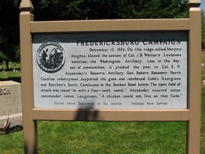 Fredericksburg Campaign Marker. Click for full size. Fredericksburg Campaign Marker image. Click for full size.