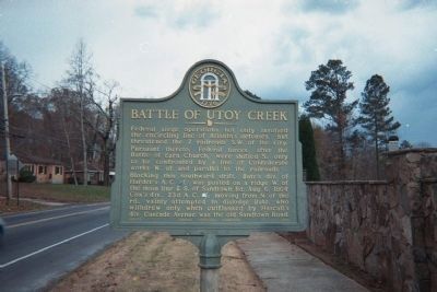 Battle of Utoy Creek Marker. Click for full size. Battle of Utoy Creek Marker image. Click for full size.