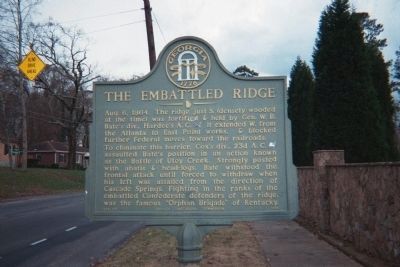 The Embattled Ridge Marker Battle of Utoy Creek GA Main Attack 6 Aug 1864 image. Click for full size.