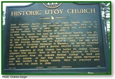 Historic Utoy Church Marker image. Click for full size.