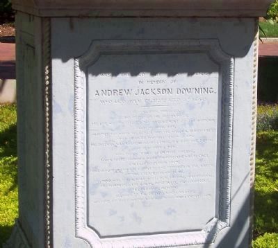 Inscription on Downing Vase (Urn) Pedestal, 1856. Click for full size. Inscription on Downing Vase (Urn) Pedestal, 1856 image. Click for full size.