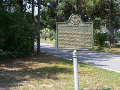 Dorchester Village Marker looking South on  Brigdon Rd, at Colonels Island Rd image. Click for full size.