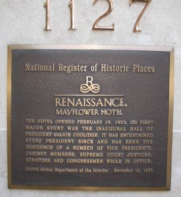 Renaissance Mayflower Hotel Marker image. Click for full size.