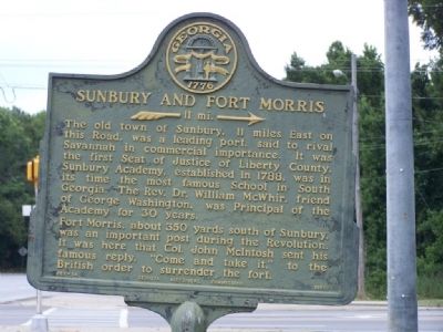 Sunbury and Fort Morris Marker image. Click for full size.