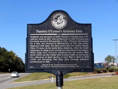 Flannery O'Connor's Andalusia Farm Marker image. Click for full size.