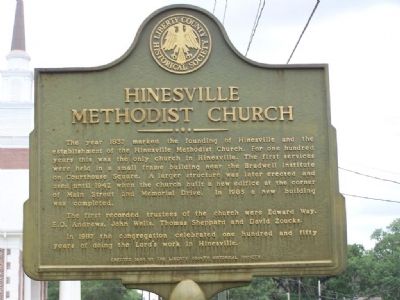 Hinesville Methodist Church Marker. Click for full size. Hinesville Methodist Church Marker image. Click for full size.