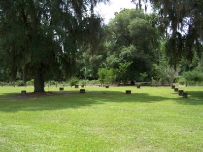 All that remains of Woodmanston Plantation, today. Partial view of a garden in rear image. Click for full size.