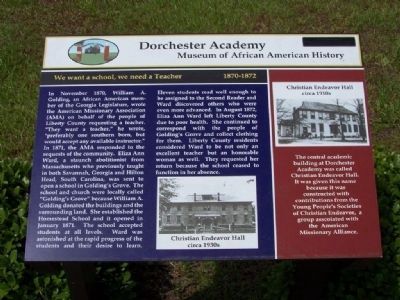 Dorchester Academy Marker, We want a school, we need a Teacher 1870-1872 image. Click for full size.
