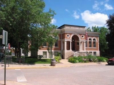 Marker <i>(left)</i> and Sparta Free Library. Click for full size. Marker <i>(left)</i> and Sparta Free Library image. Click for full size.