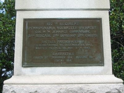 127th Regiment Pennsylvania Volunteer Infantry Monument. Click for full size. 127th Regiment Pennsylvania Volunteer Infantry Monument image. Click for full size.