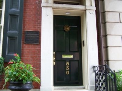 Thomas Sully Residence Marker next to door. image. Click for full size.